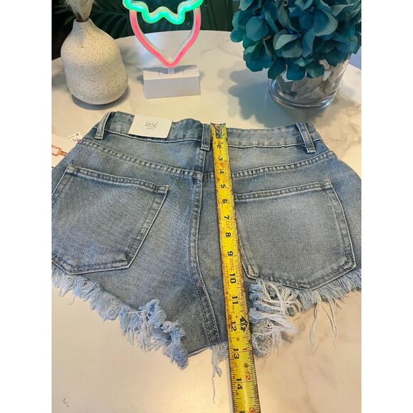 Women’s Light Denim Festival Shorts Boho Style Frayed Hem Soft Fabric - Picture 8 of 10
